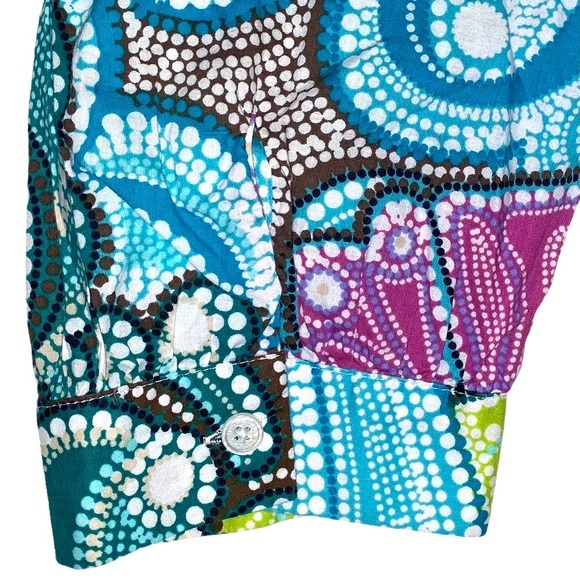 Dana Buchman XL teal 3/4 sleeve button up blouse - Picture 6 of 13